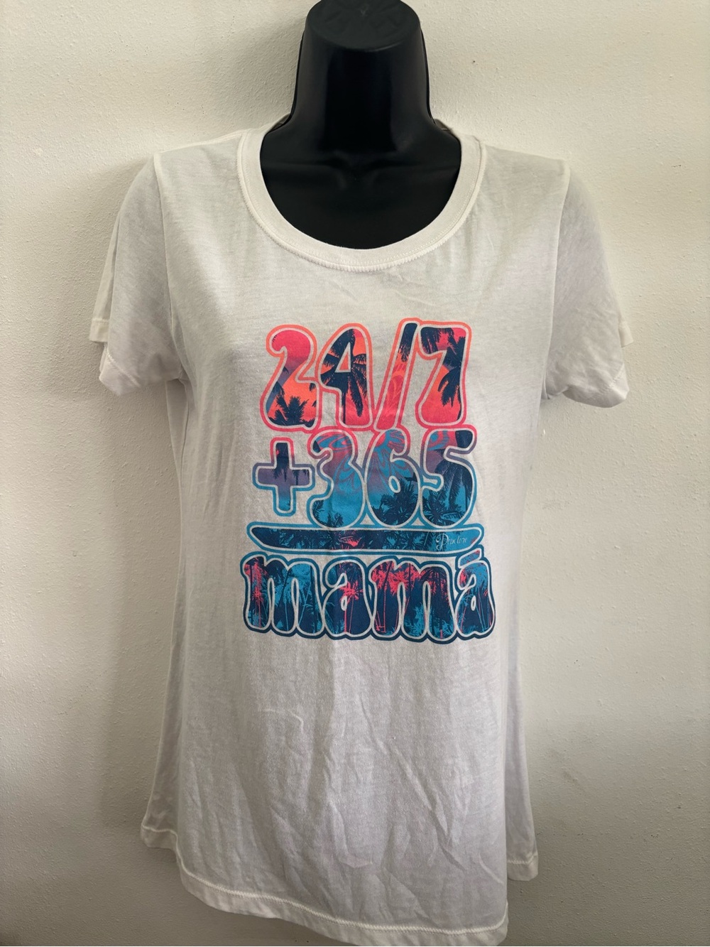 Pipeline White '24/7 + 365 Mama' Graphic Short Sleeve Tee